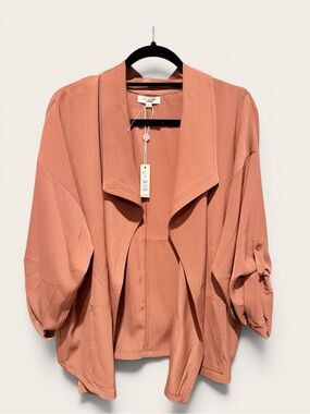 Soft Draped Open-Front Jacket in Chestnut - Women